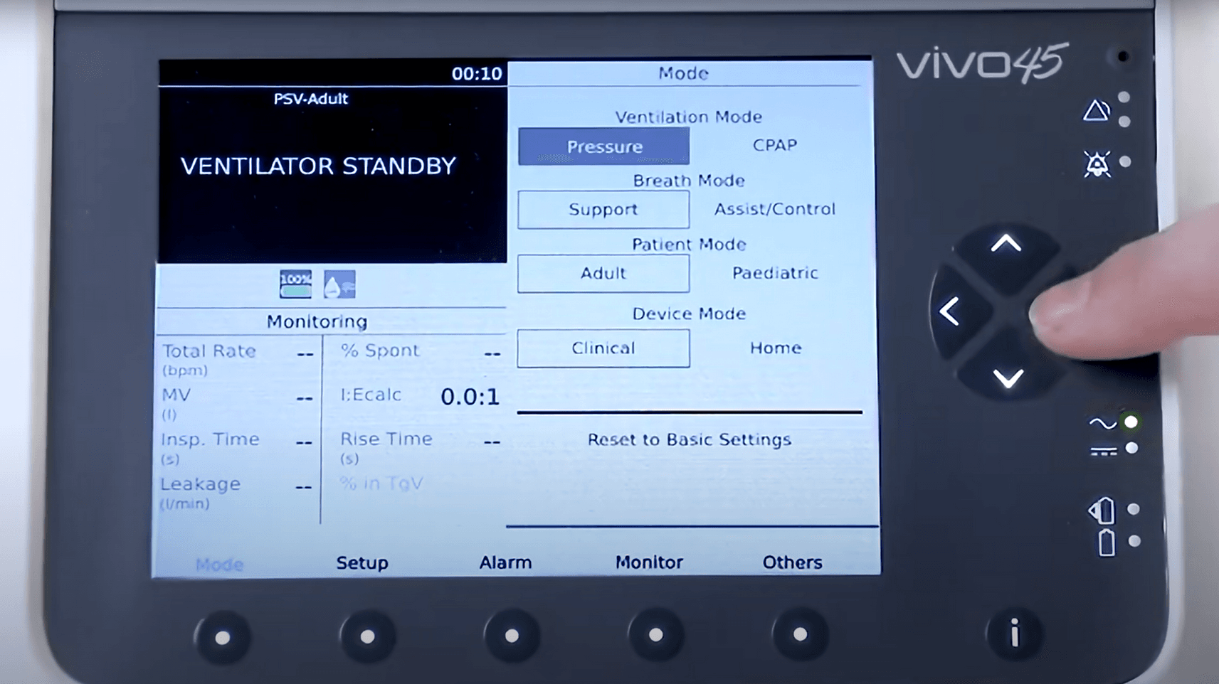 Vivo 45 and 45LS How to set a ventilation mode